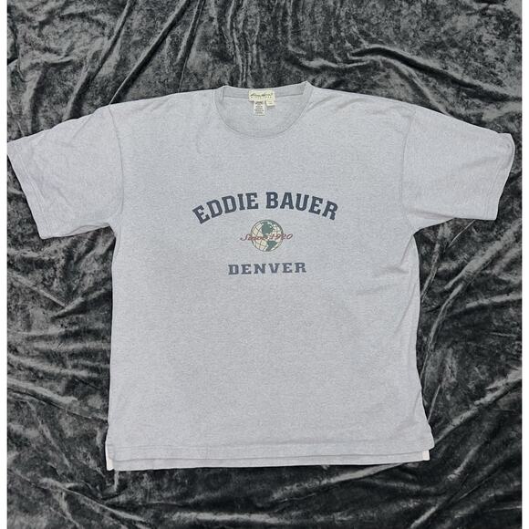 90s Vintage Eddie Bauer Denver Graphic T-Shirt Gray Men’s Size Large 100% Cotton - Picture 1 of 6